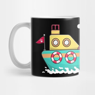 Boat Cartoon Illustration Mug